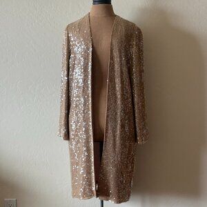 NEW Sally Lapointe Sequin Duster Jacket. Size 8. Tan. NWT.
